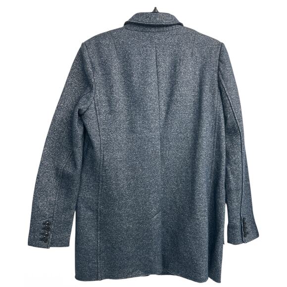 Banana Republic Navy Blue Tweed Blazer Jacket Women’s Sz 10 Pockets Cotton Blend - Picture 3 of 11